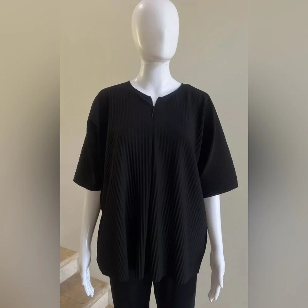 COS Pleated Short Sleeve Top Blouse, Size Medium, Black - Picture 10 of 10